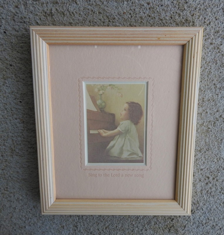 Small Girl Piano Sing to the Lord a new song Framed Picture 6 1/4" X 5 1/4" gallery