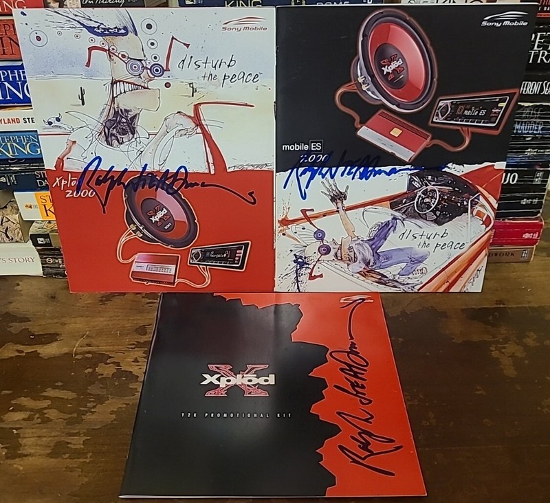 3 SIGNED Ralph Steadman 2000 Sony Mobile Y2K Promotional Kit SET Brochures Xplod