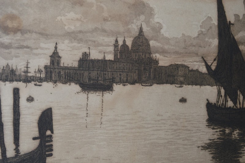 Vtg Architectural Etching Lithograph by Laurenzi ITALIAN IMPRESSIONIST Listed gallery