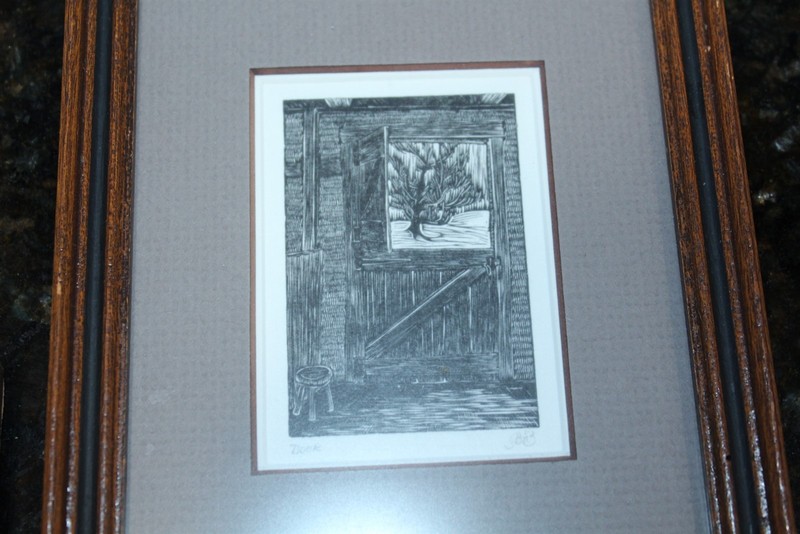 Vintage Block Prints - Door, Lily Pond, Kitchen Signed Framed Matted Lot of 3 gallery