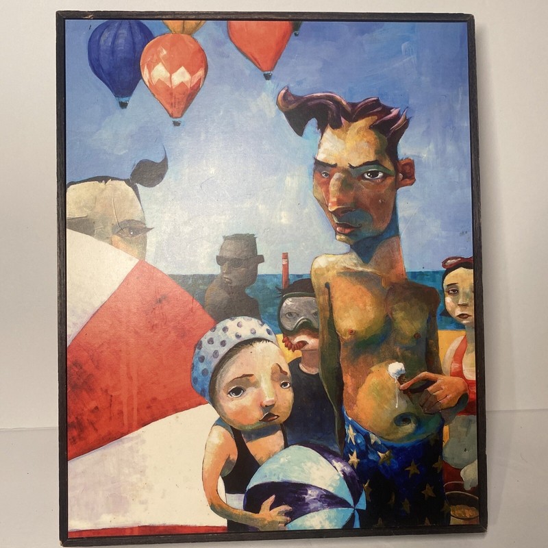 JULY Painting on Wood With Frame Beach Aaron Jasinski Rare Paint Artwork Style gallery
