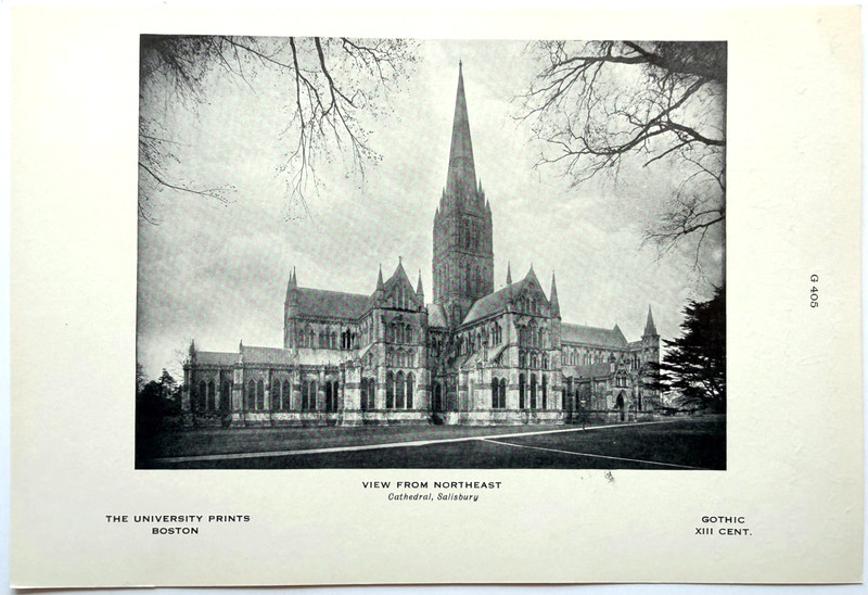 c1920-30s View From Northeast Half Tone Print Cathedral Lincoln Gothic Antique
