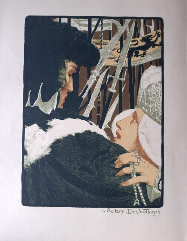 HENRI BELLERY-DESFONTAINES: 1898 AUTO-LITHO – «L’IMPLORATION».