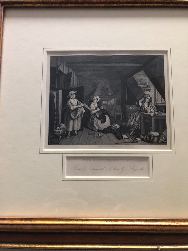 Antique Hogarth (after) The Distressed Poet ca1860 engraved G Presbury framed gallery