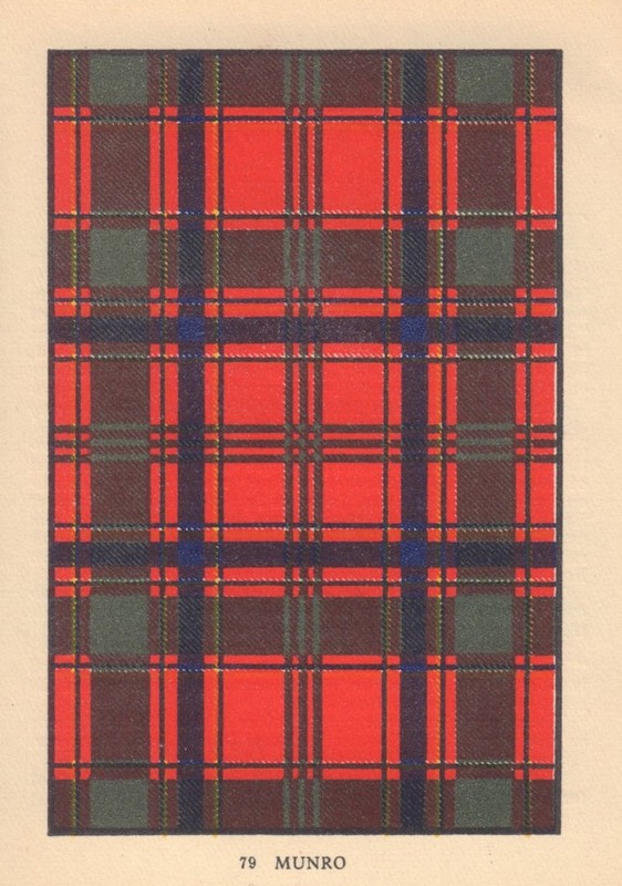 Munro. Scottish Clan Tartan. SMALL 8×11.5cm 1937 old vintage print picture