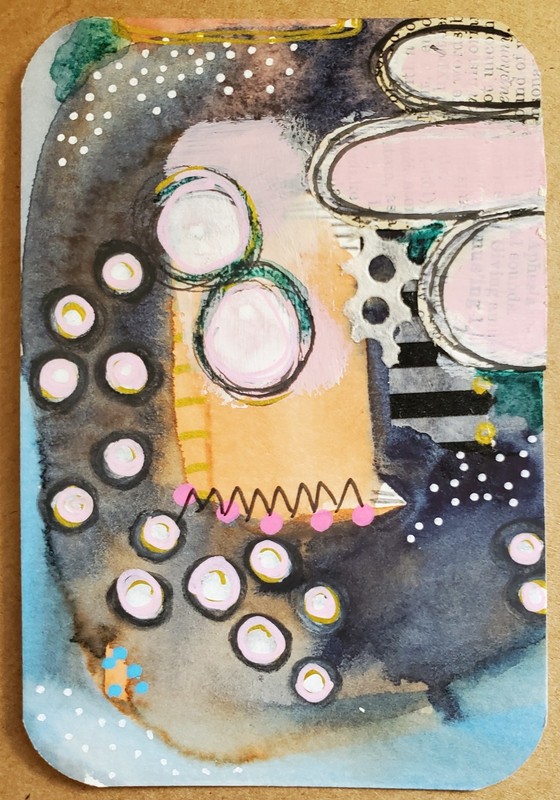 ACEO Original Abstract Art 2.5″ x 3.5″ Numbered And Signed OOAK Mixed Media