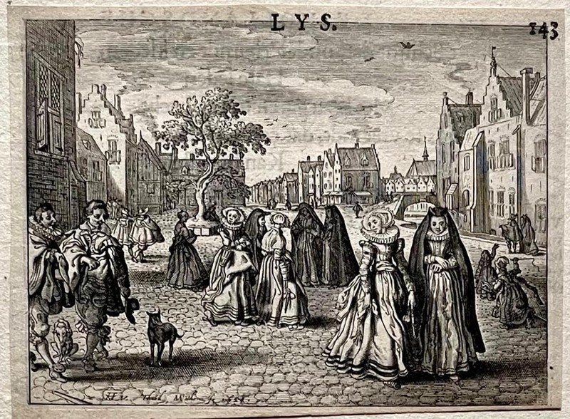 Antique Engraving - Promenading Young Men and Women - T. Matham