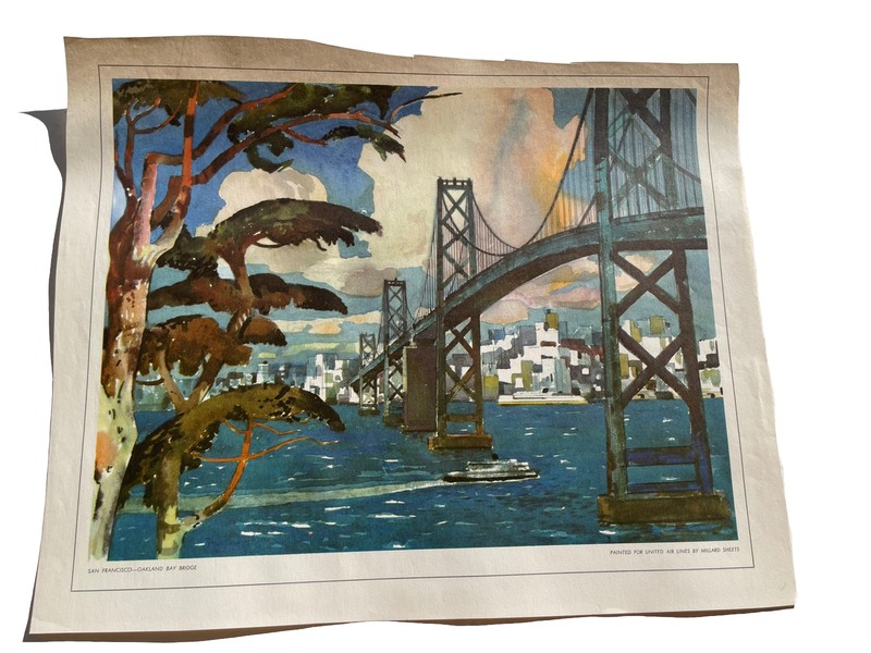 Oakland Bay San Francisco Millard Sheets 1950 United Airlines