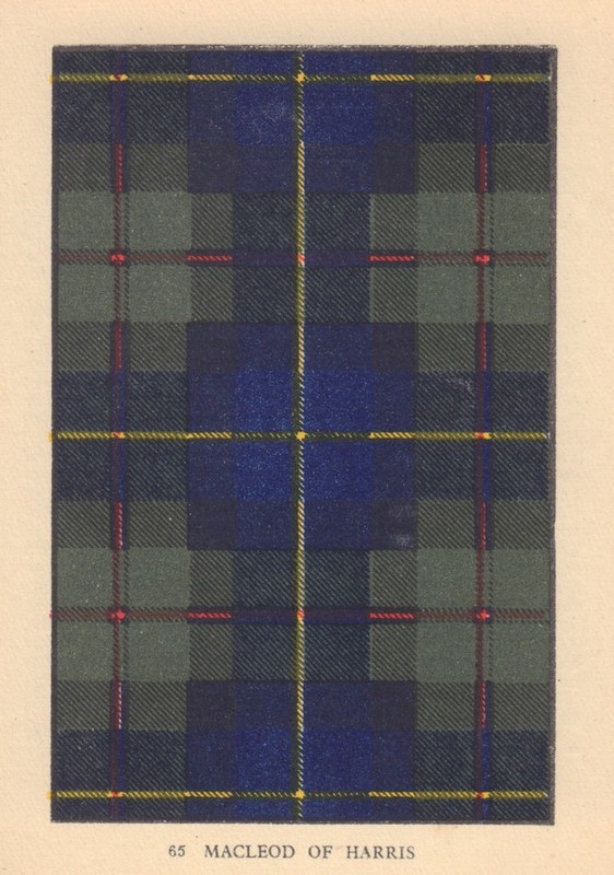 Macleod of Harris [and Dunvegan]. Scottish Clan Tartan. SMALL 8×11.5cm 1937