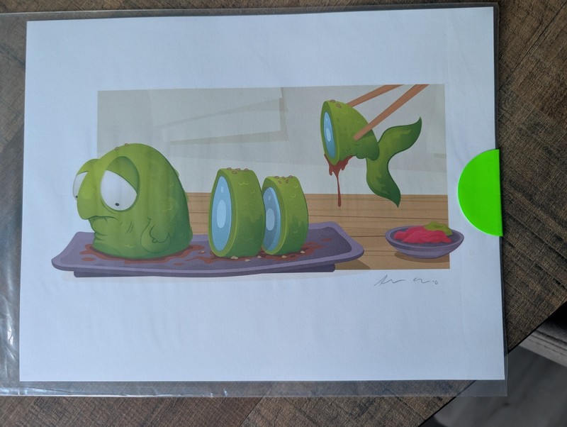 Andrew Bell - Never Look Back - O No Sushi Signed Print with Sticker Octopus gallery