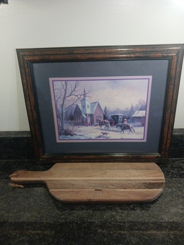 M. Caroselli Church Carriage Cowboy Winter Print 13 X 16
