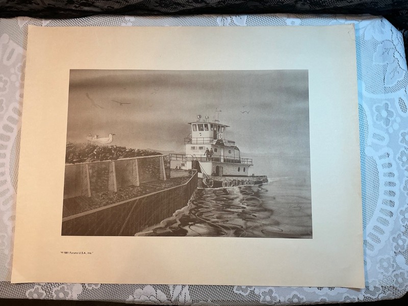 Vintage Ferry Boat Print – Larry Winborg for Furuno USA in 1981 – Fast Ship