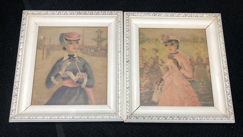 Germaine TMCO Vintage Parisian Ladies Prints Framed MCM 1950-60’s