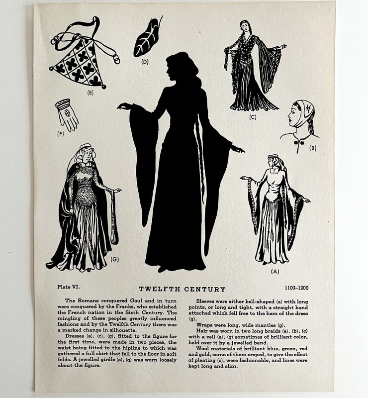 12th Century Fashion History 1100-1200 1939 Art Plate Printing Ephemera DWAA11 gallery