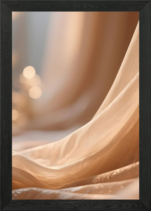 Elegant Peach Fabric Drape Framed Wall Art Poster Canvas Print Picture
