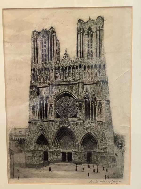 Original Etching-NOTRE DAME France Pencil Signed by Artist Framed 11.5x14.5 gallery