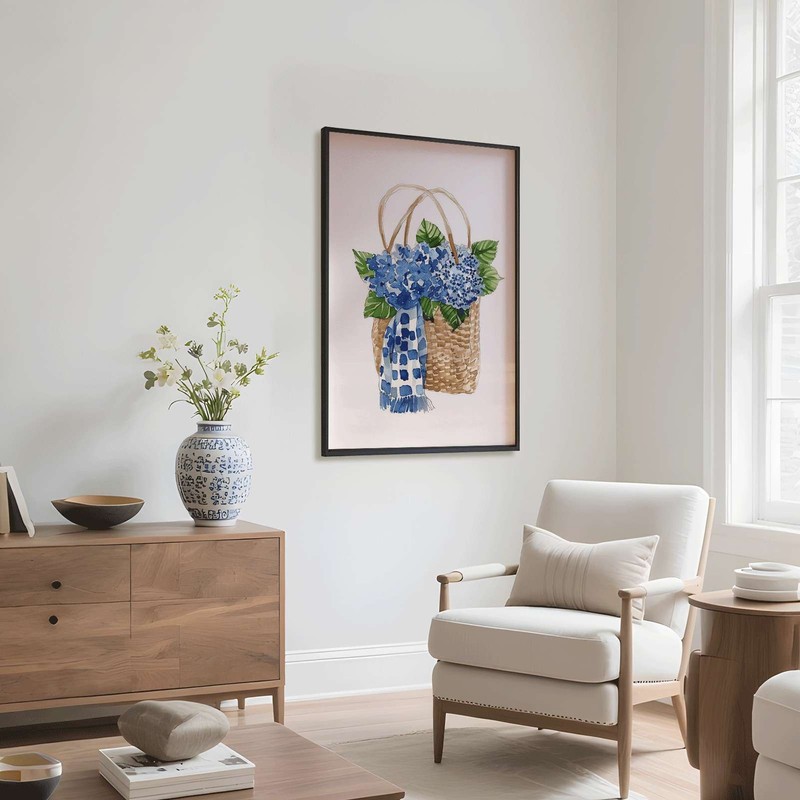 Blue Hydrangea Basket Wall Art Canvas Oil Paintings Reproduction gallery