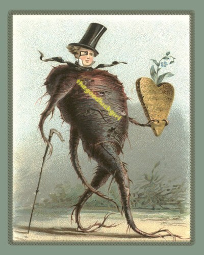 5×7 Vintage 1880’s Creepy Vegetables CREEPY HEART TURNIP Postcard Art Print