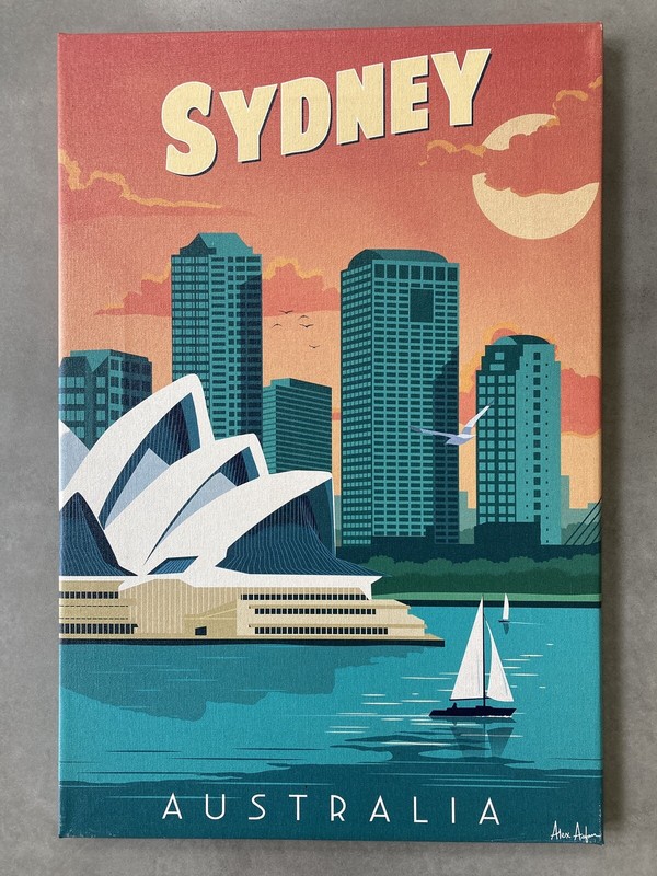 Sydney cityscape contemporary modern 12″ x18″ gallery wrap print colorful iconi