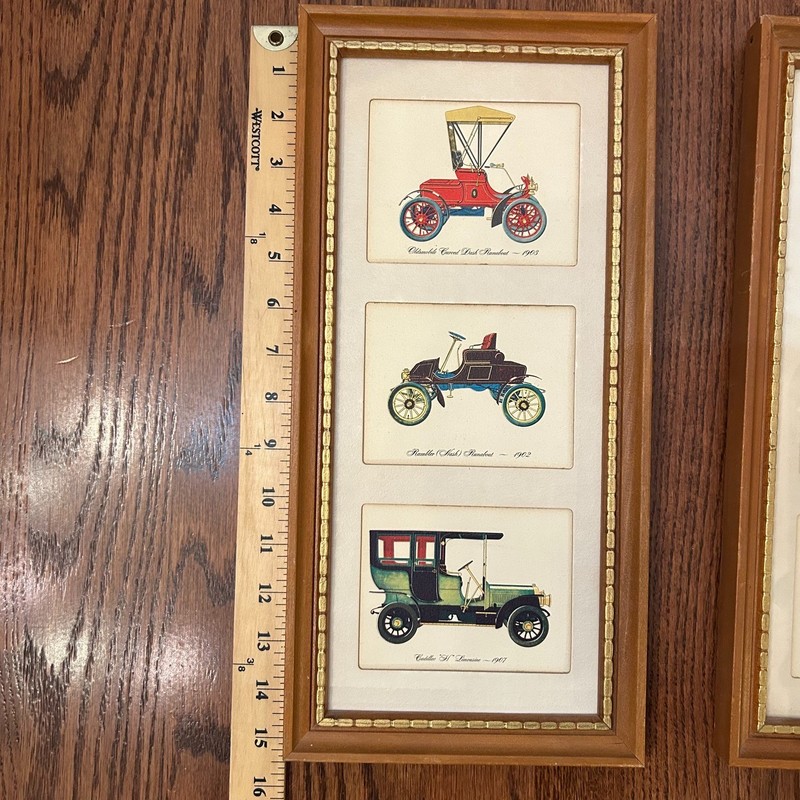 Vtg Lambert framed print set 1900s antique cars Cadillac Oldsmobile Rambler USA gallery