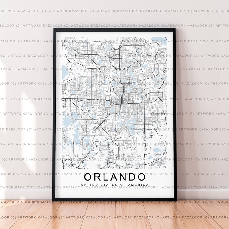 Orlando Map Poster Print Unframed Urban Street Art United States Wall Decor