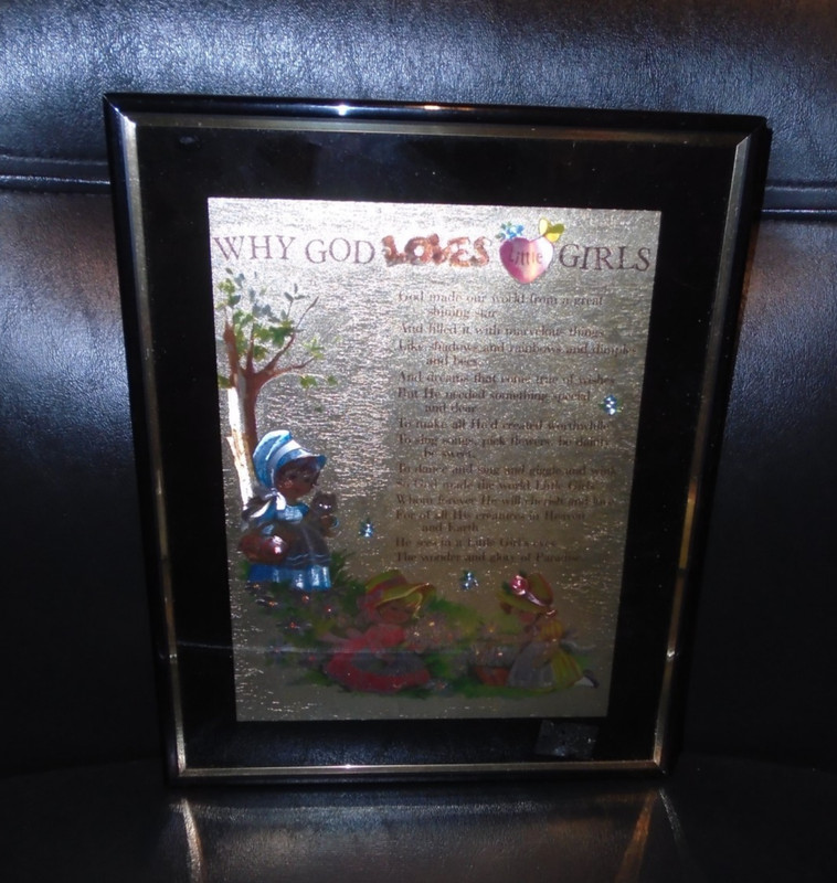 VINTAGE «WHY GOD LOVES LITTLE GIRLS» FOIL FRAMED PRINT 8″ X 10″