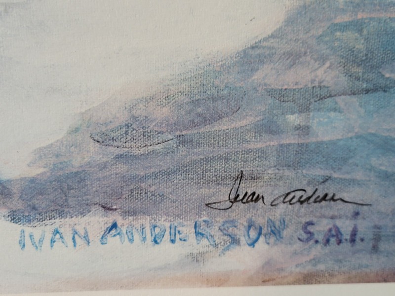 VINTAGE IVAN ANDERSON S.A.I SECRETS LITHOGRAH PRINT SIGNED AND FRAMED 22 x 28 gallery