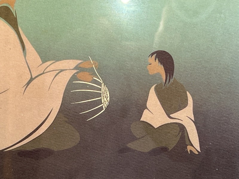 ioyan mani (Maxine Noel) Signed Print “The Basket Weaver” Native Am Framed 12x15 gallery