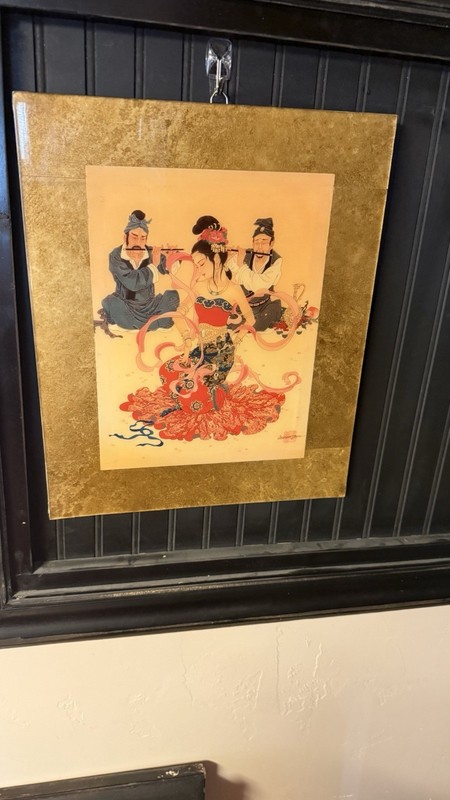 Vintage Caroline Young Laminated Gold Foil Art Print 15″x12.25″ Chinese Dance
