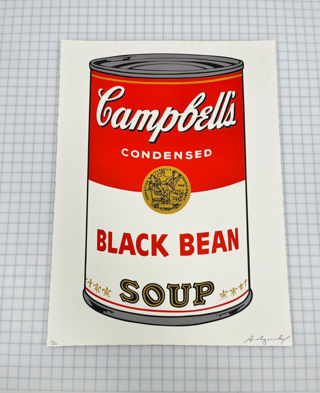 Andy Warhol Campbell’s Soup Can Black Bean 22.5″x30″ print signed numbered
