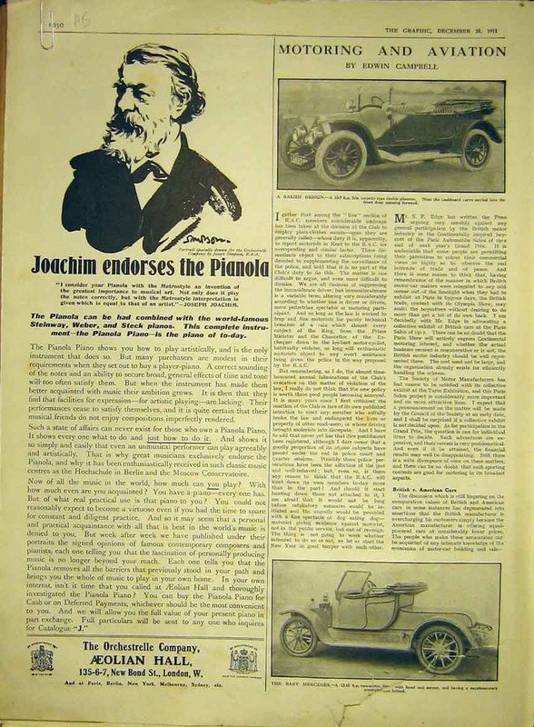 Original Old Antique Print Motor Car Iris Mercedes Daimler Austin Coupe Pianola
