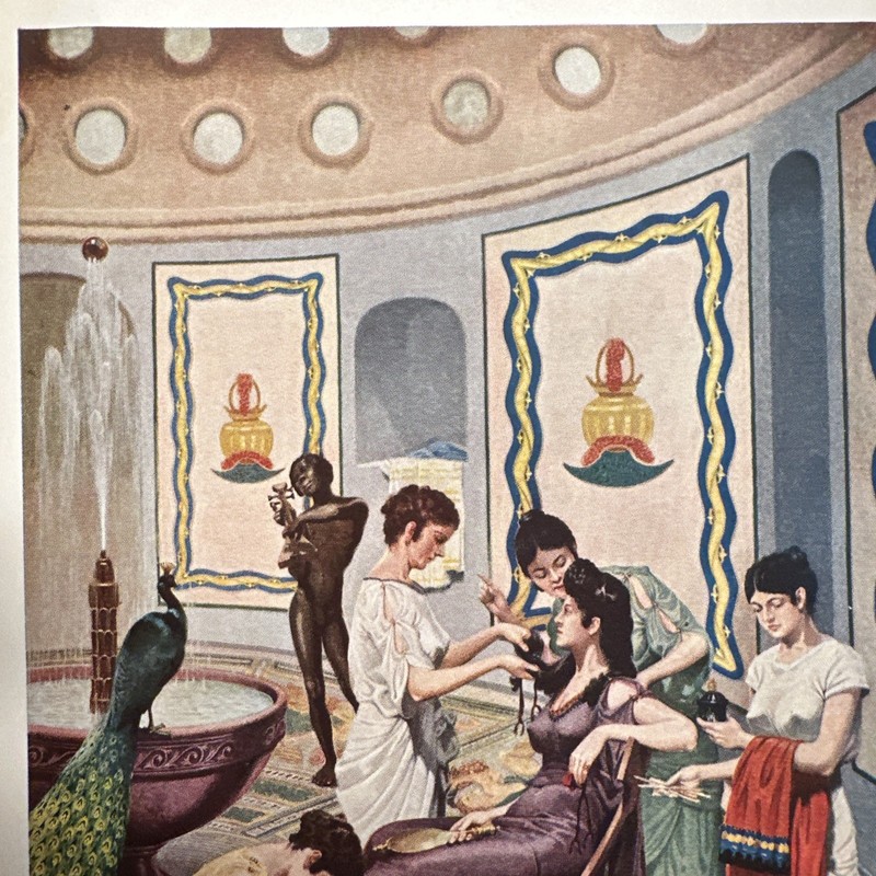 Vintage 1946 Roman Empress Beauty Peacock Color Art Print Page gallery