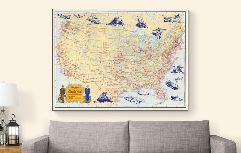 1944 U.S. Military Posts Map – WWII Bases, Forts & Training Sites Nationwide gallery