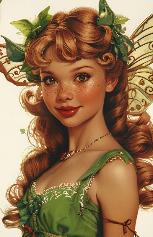 Butterfly Fairy 4x6 Art Print – Green Dress Fantasy Digital UR100302