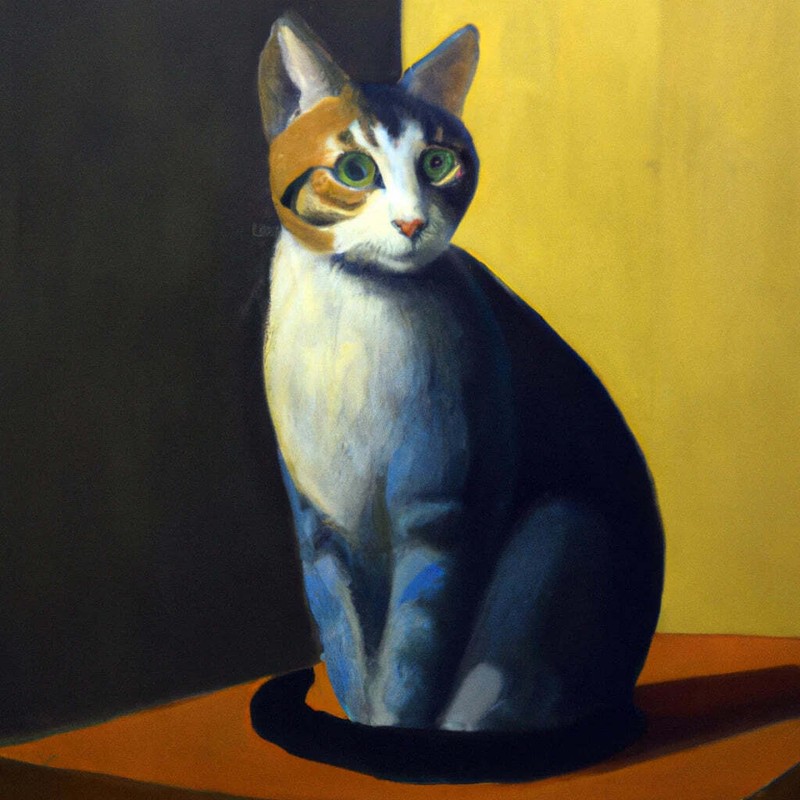 Portrait of A Cat Oil Painting Art Print – 12 x 18 inches