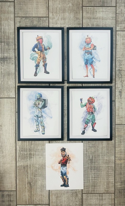 5 Fortnite Prints 8 x 10 ( 4 Framed )