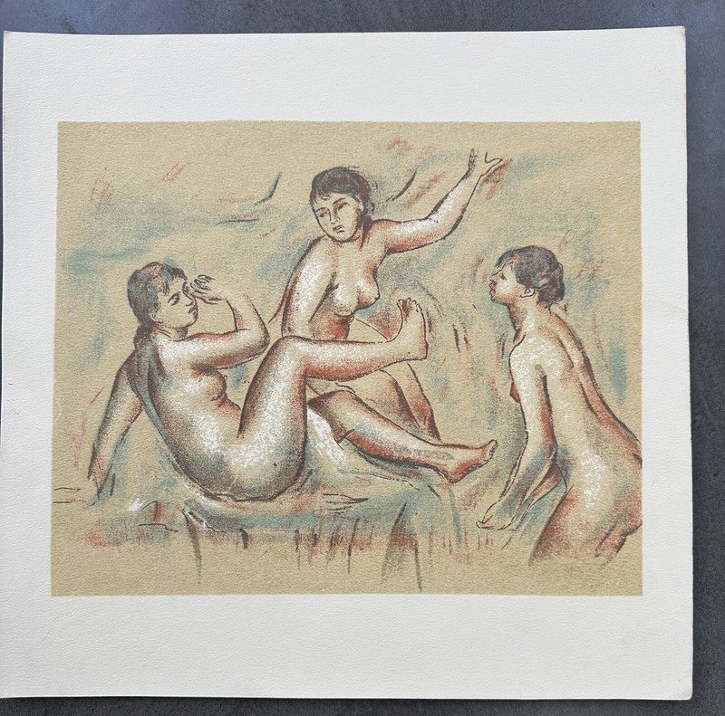 Pierre-Auguste Renoir Nudes Original Antique Lithograph on Thick Paper Vintage