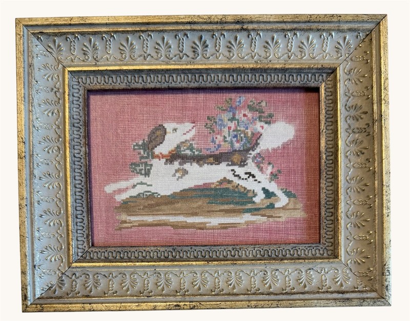 Petal Lane Home Embroidered Pup Framed Canvas Art Print 7×5.5 Cottagecore Dog