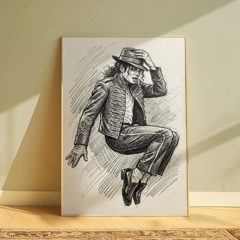 MICHAEL JACKSON DRAWING PRINT PORTRAIT SKETCH 8" x 10" HOME DECOR WALL ART gallery