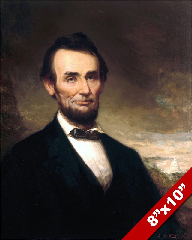 PRESIDENT ABRAHAM LINCOLN PORTRAIT US CIVIL WAR PAINTING ART REAL CANVAS PRINT
