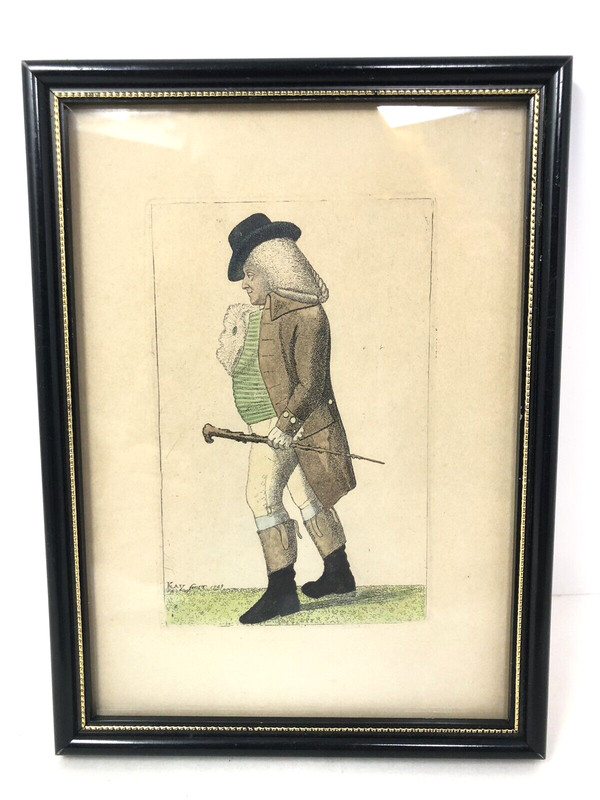 1789 John Kay Etching Hand Colored Campbell Esq Colin of Kilberry Argyle
