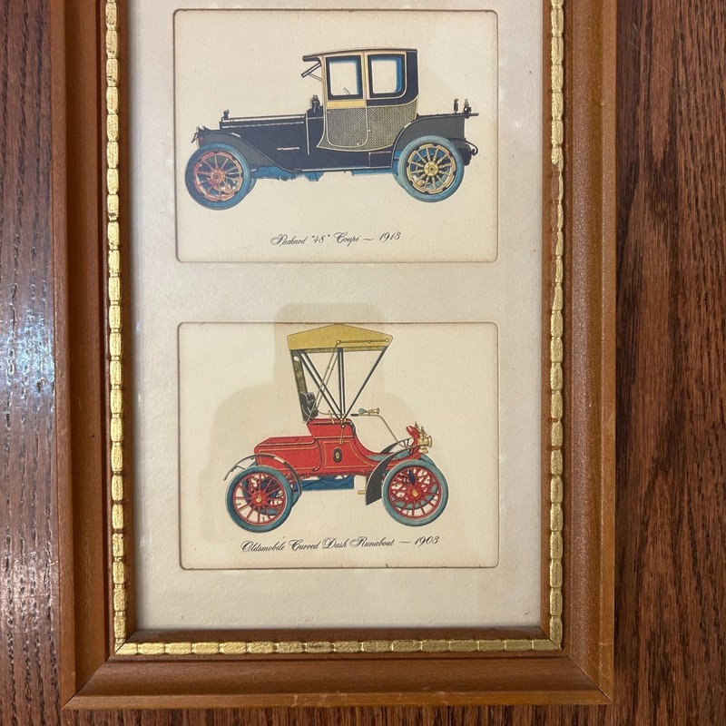 Vtg Lambert framed print set 1900s antique cars Cadillac Oldsmobile Rambler USA gallery