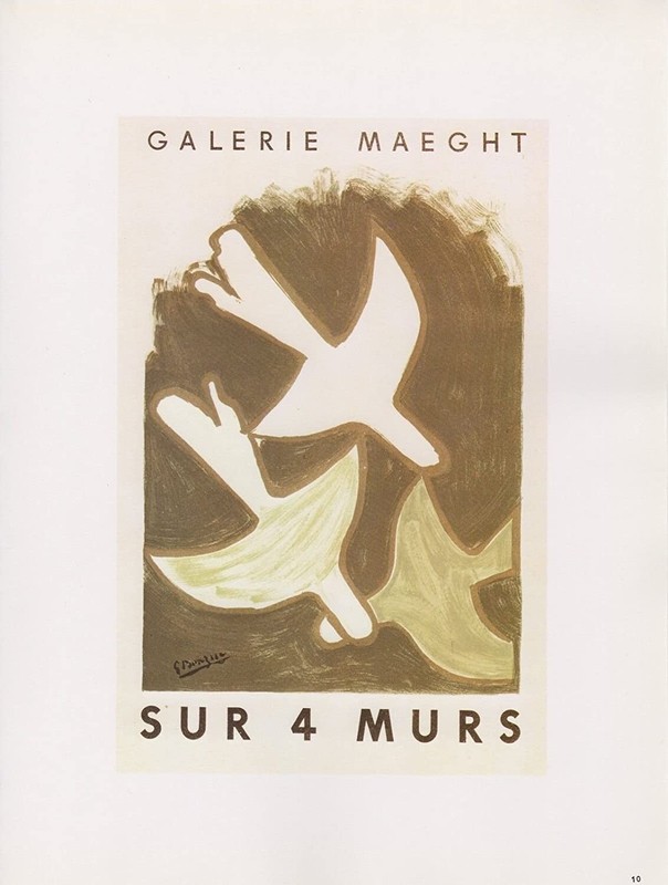1989 VINTAGE «SUR 4 MURS» BRAQUE ON 4 WALLS MOURLOT MINI POSTER COLOR Lithograph