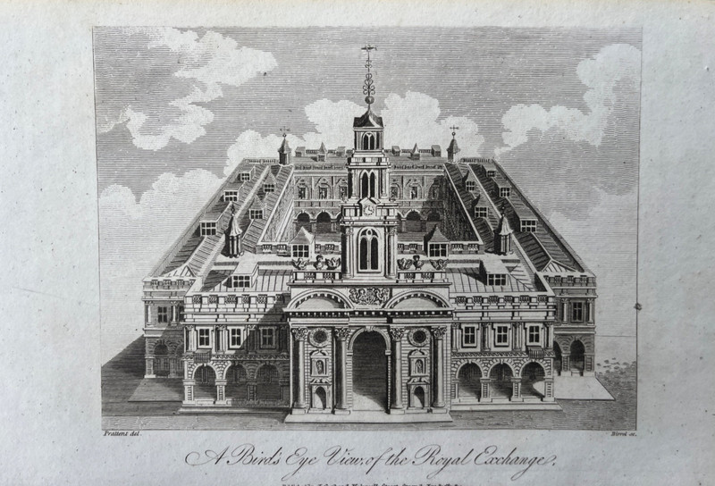 1813 Antique Print; The Royal Exchange, London after Prattent