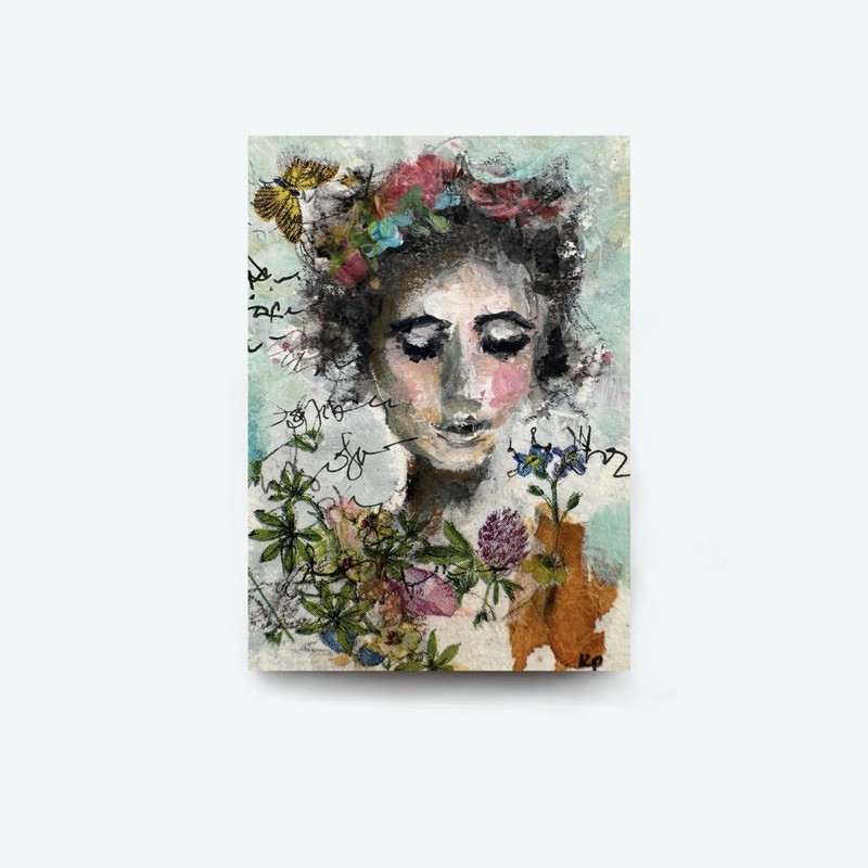 ACEO Ltd Edition Art Print /20 Mixed Media Abstract Woman Collectible Miniature