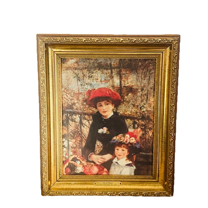 14in X 12in Vintage Gold Framed Print - Pierre Auguste Renoir “ Sur La Terrace”