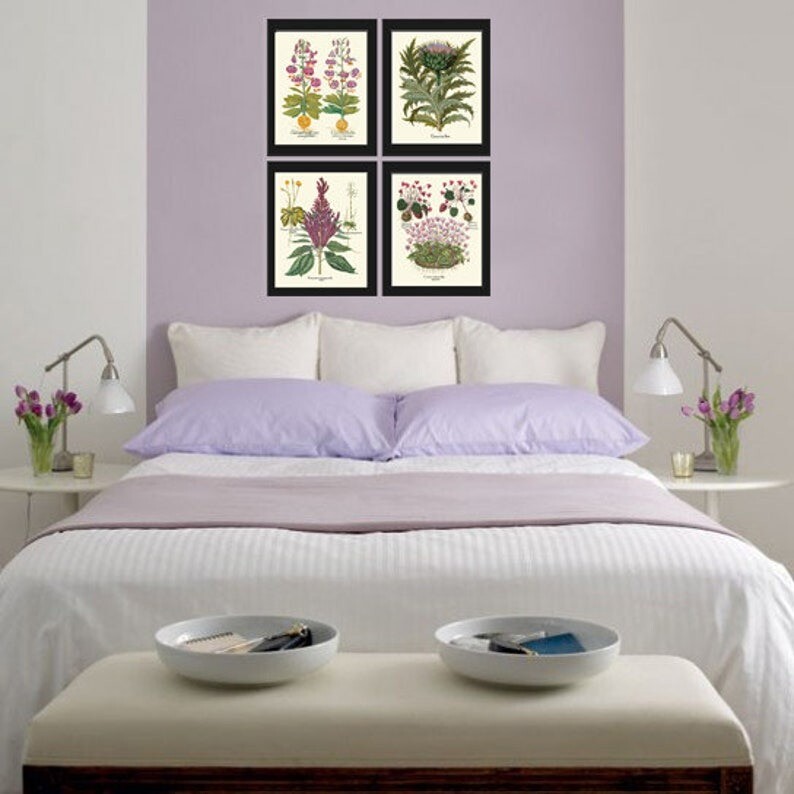 Botanical Prints Wall Art Decor Set of 4 Beautiful Antique Vintage Unframed gallery