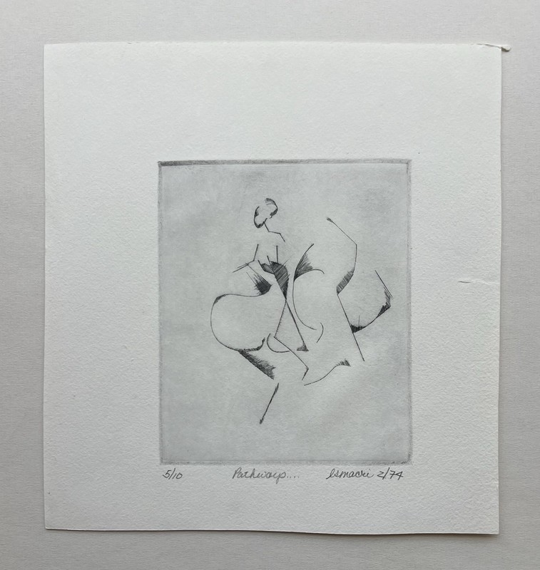 Signed Minimalist Intaglio Etching “Patchwork…” 5/10 Abstract Figure 1974