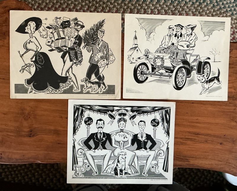 Three vintage illustrative prints by artist Robert Pettinato