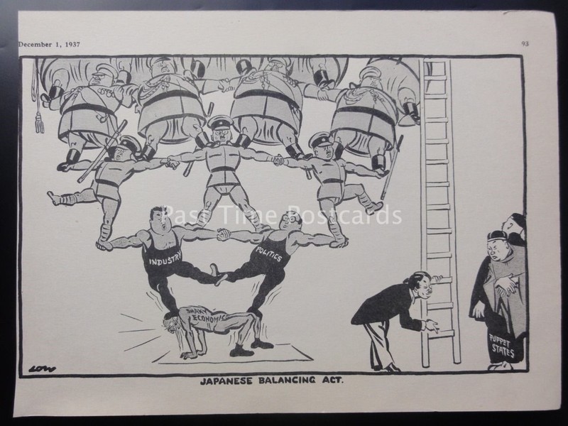 PRE WW2 JAPANESE BALANCING ACT 1937 Lows Political Parade BLIMP Cartoon